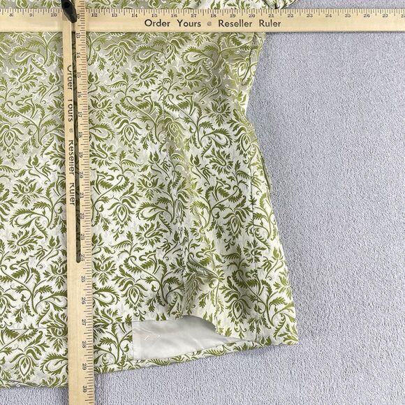 Escada Couture Silver Jacquard Skirt Suit Women’s Size 42 Green White Germany - Picture 11 of 16